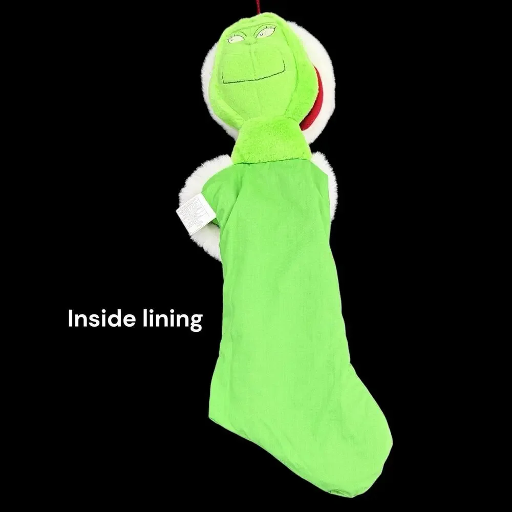 Vtg 1998 Hallmark Dr Seuss Grinch 3D Christmas Stocking Plush Head 22 in
